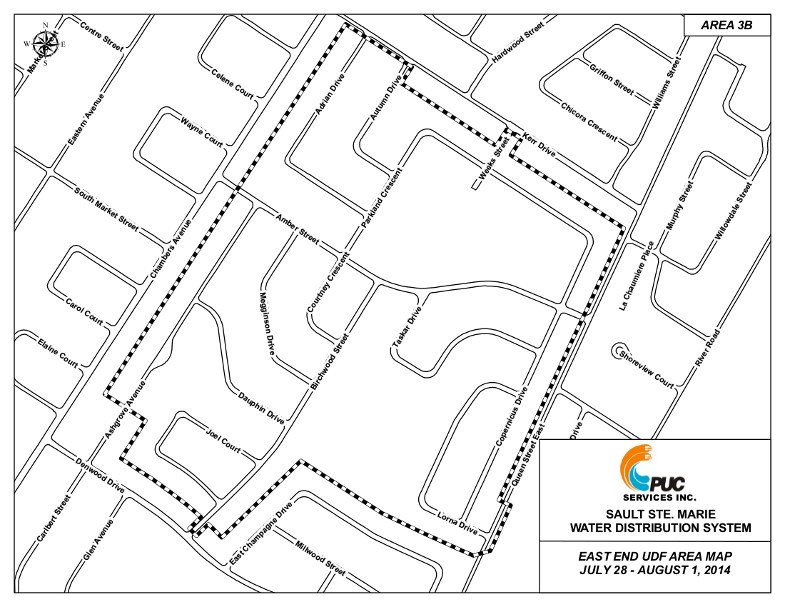 East End unidirectional flushing area map