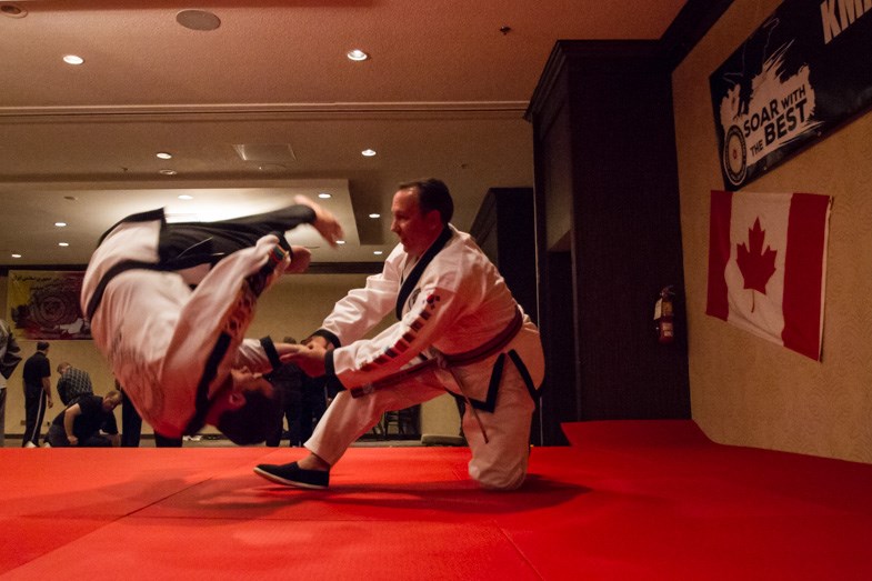 Grandmaster John Godwin from Delaware and Colin Mazurek from New Jersey offered a short demonstration at the Delta Hotel Friday, August 8, 2014 prior to Saturday's Korean Martial Arts Hall of Fame induction ceremony. Donna Hopper/SooToday.com