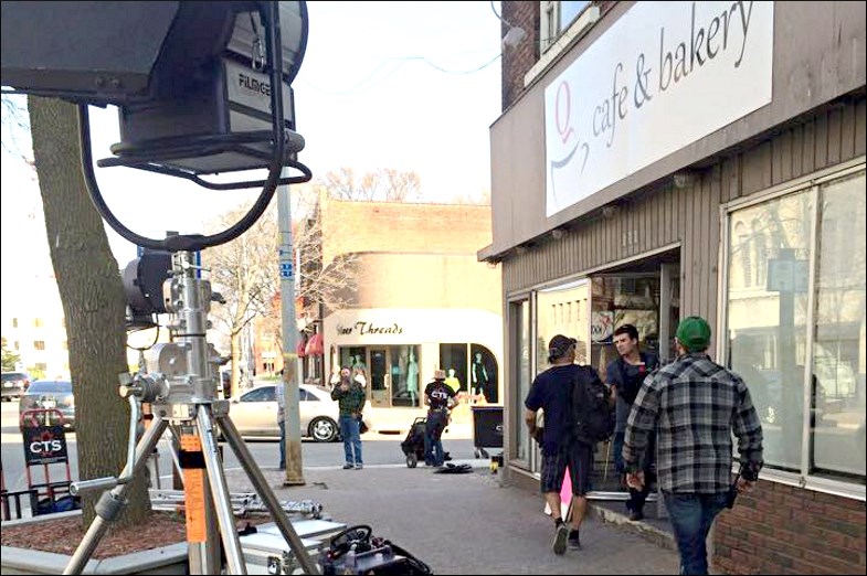 Crew filming at Q Cafe and Bakery at 472 Queen Street East. May 7, 2015. David Helwig/SooToday.