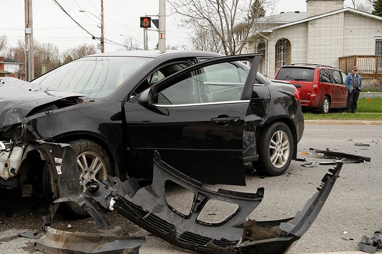 Two vehicles involved in a collision on Wellington Street at Shannon Road May 22, 2014. SooToday.com/Kenneth Armstrong