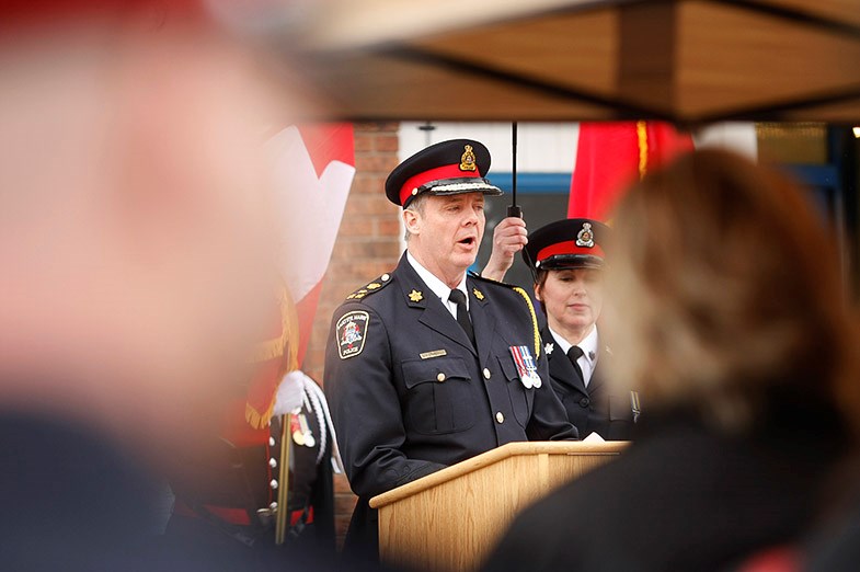 Sault Ste. Marie Police Service Chief Davies speaks during the opening of the Community Resource Centre on Gore Street May 12, 2014. SooToday.com/Kenneth Armstrong
