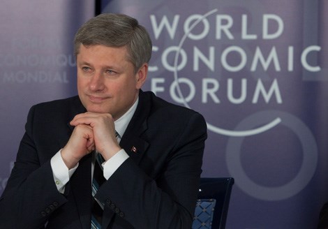Prime Minister Stephen Harper meets with international business leaders at the World Economic Forum.