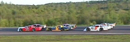 <b>Paul Seabrook (#30) leads George Wilson (#46) and Praysner to the green flag in the season's first heat