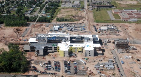 Sault Area Hospital site aerial looking west