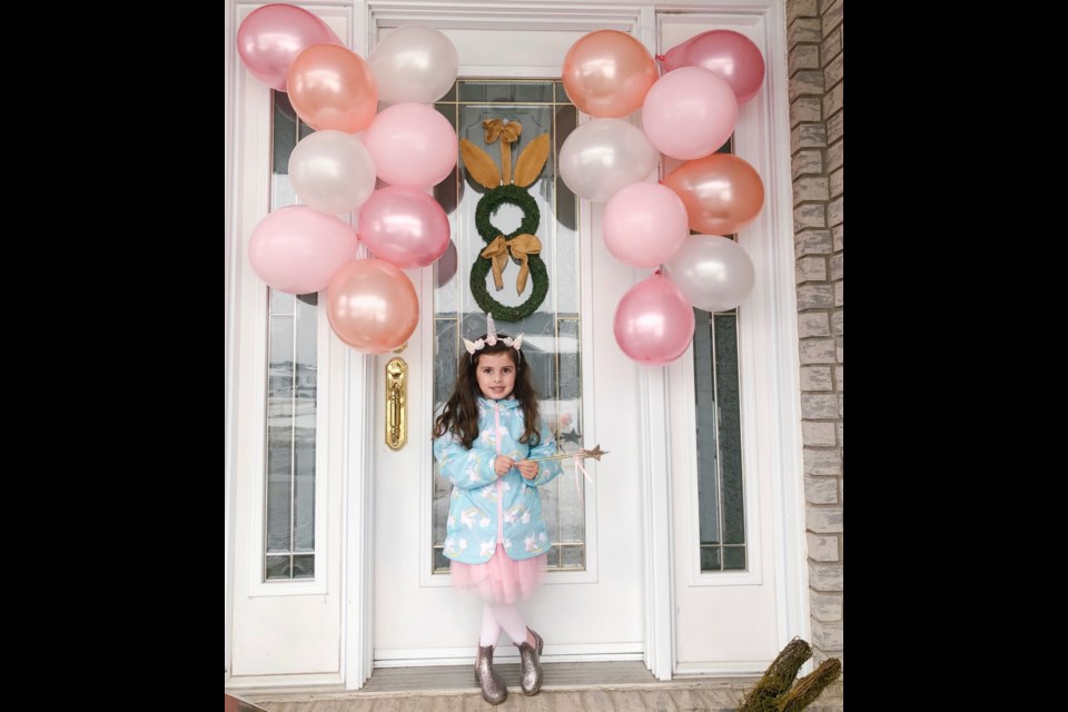  Madden Boudreau celebrated her 4th birthday in isolation. While social distancing she was only able to celebrate with her mom, dad and baby brother, but it was still a special day. Photo submitted by Candice Bellini