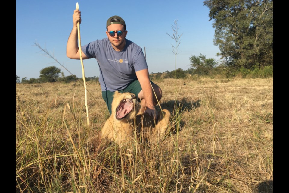The Sault’s Benn Fisher spent a year in Zimbabwe with the Rotary Youth Exchange Program, helping the disabled and schoolchildren. Benn did not hunt this animal down, rather, he was enjoying observing African animals in their natural habitat. Photo supplied by Benn Fisher