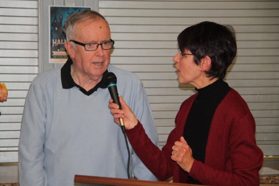 Tony Martin, former Sault MP/MPP and Sault Ste. Marie Soup Kitchen Community Centre founding father, with wife Anna at the Tony Martin Community Hall dedication ceremony, Oct. 24, 2018. Darren Taylor/SooToday 