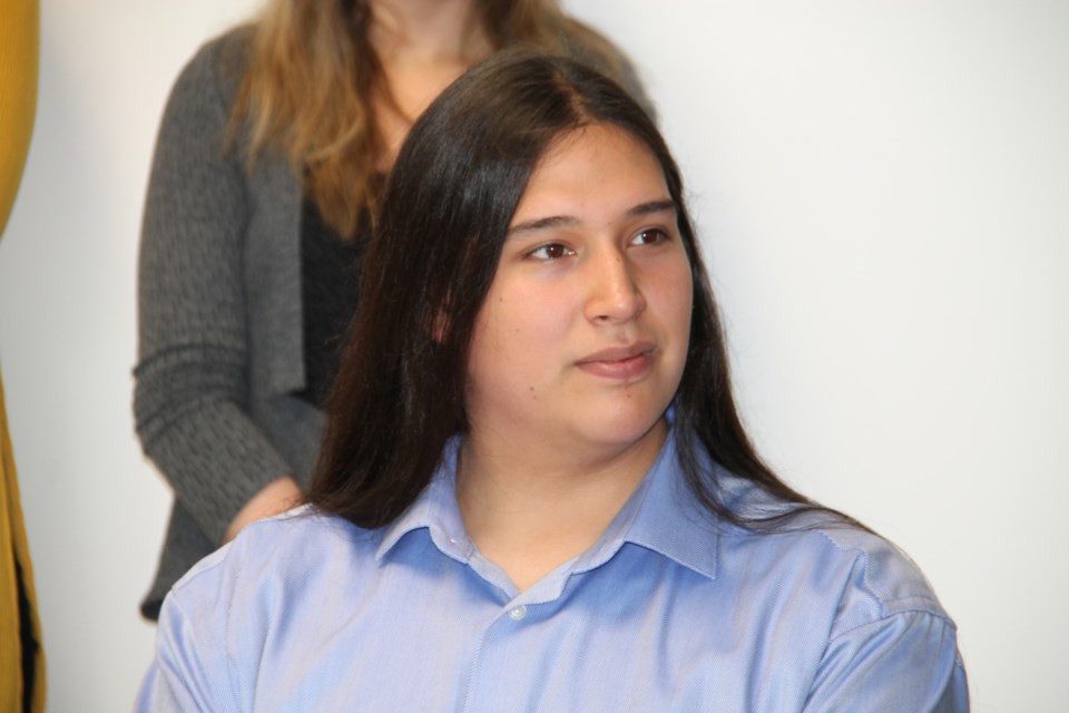 Colter Assiniwai at a Sault College/Algoma University  academic agreement signing ceremony, June 5, 2019. Darren Taylor/SooToday