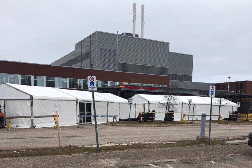 Tents at south side of Sault Area Hospital on Monday, Mar. 30, 2019. Submitted photo