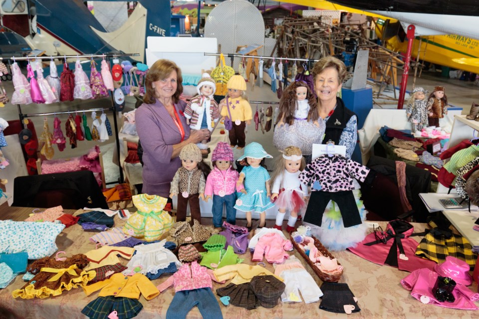 (From left) Athlene Dupuis and Pauline Armstrong of Athlea, a locally-operated 18 inch style doll clothing and accessory home business. Athlea was among 100 vendors at the Canadian Bushplane Heritage Centre's Holiday Gift & Craft show this weekend. Jeff Klassen/SooToday