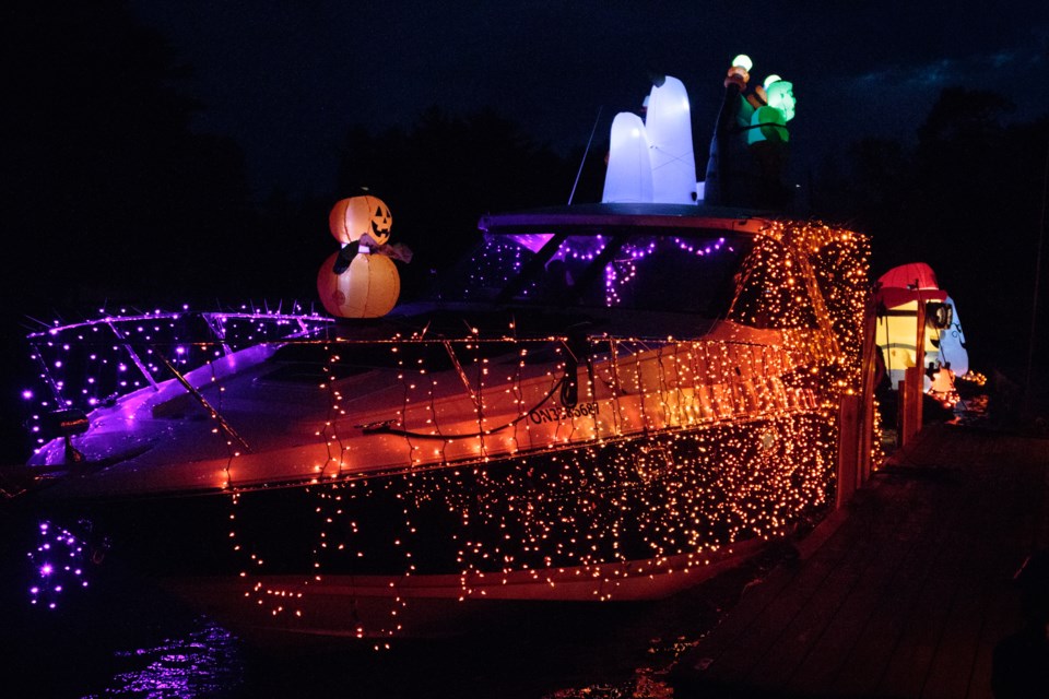 Mark and Mary Mageran's decorated Regal power boat cruises around the Pointes area for a week or two before Halloween to get everyone in the holiday spirit. Jeff Klassen/SooToday