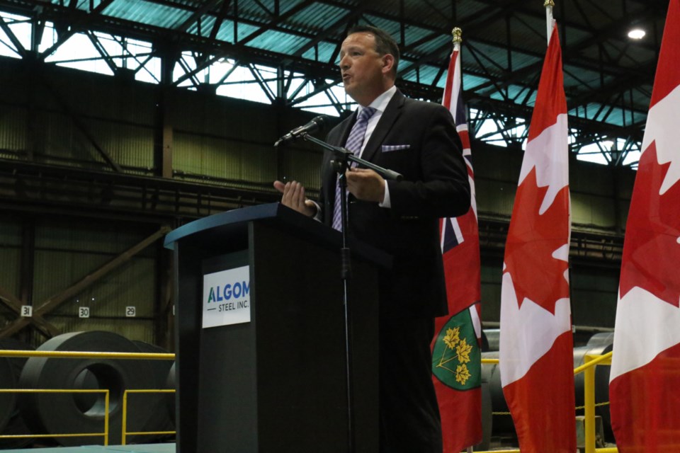 Ontario Northern Development Minister Greg Rickford announced a $60 million loan for Algoma Steel Inc. Thursday. James Hopkin/SooToday 