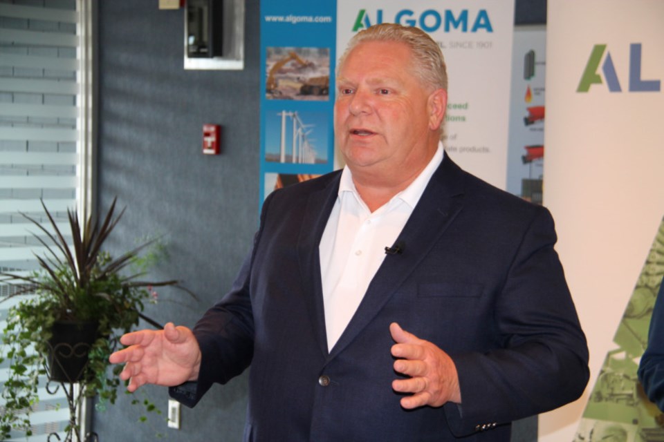 Ontario Premier Doug Ford announced a soon-to-be-completed plan for supporting Algoma steel plant pensions while visiting the local steel mill on Oct. 23. (Darren Taylor/SooToday)