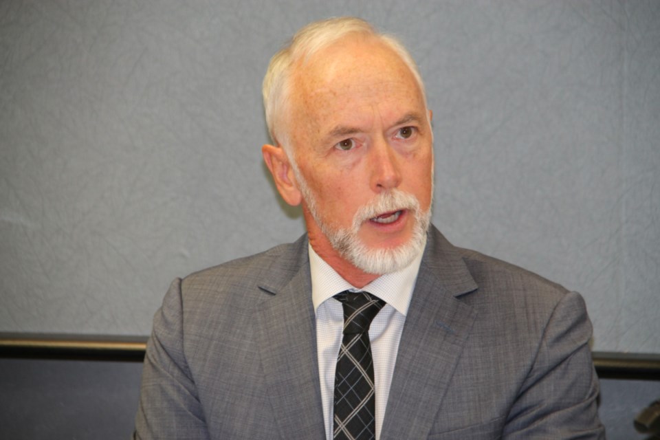 Alan Coutts, Noront Resources president and CEO, at a media conference providing an update on the Ring of Fire project at Algoma Steel, Aug. 27, 2019. (Darren Taylor/SooToday)