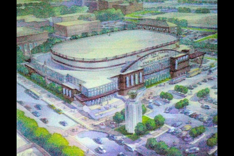 A 2004 architectural rendering of the proposed design for the new arena. David Helwig/SooToday