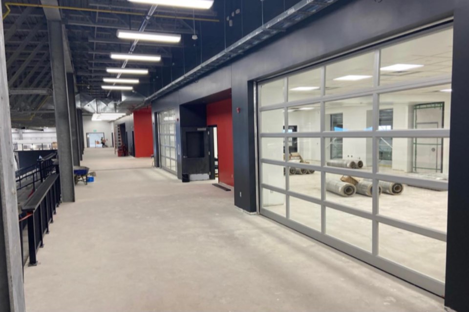 Upper-level concourse walkway, showing Algoma District School Board leased classrooms to the right.