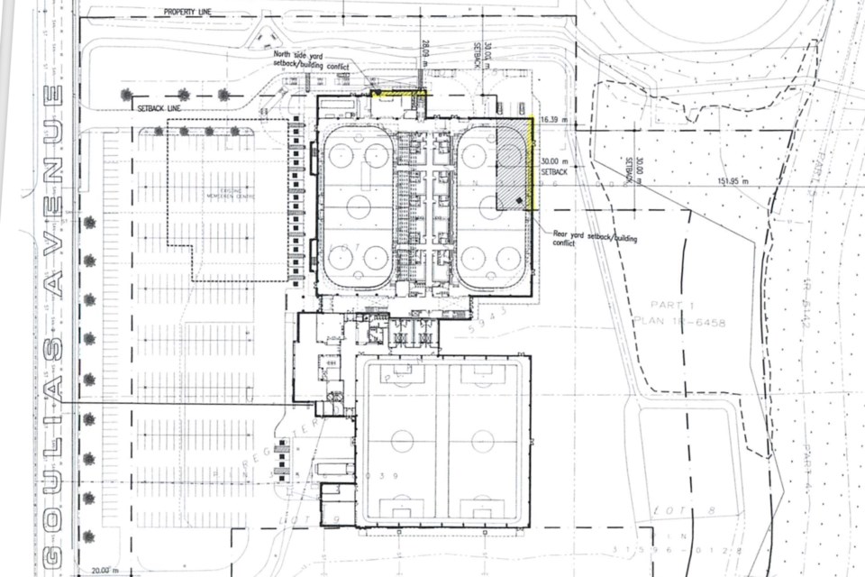 This building plan, presented on Wednesday to the city's committee of adjustment, shows minor changes to parking configurations from earlier versions, including parking adjacent to Goulais Avenue behind a row of vegetation