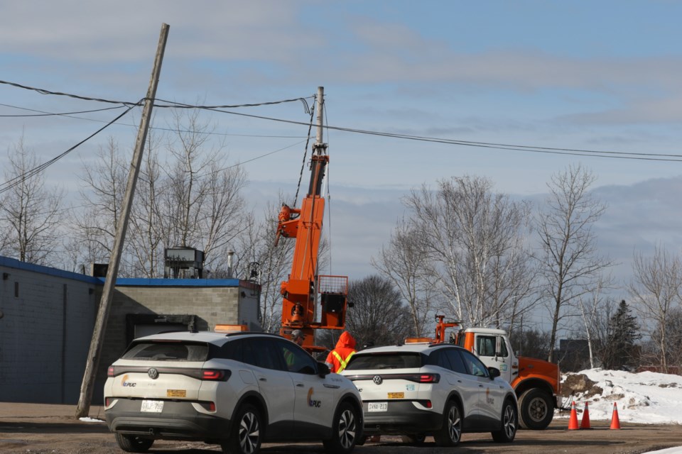 PUC crews were repairing a utility pole Wednesday morning after a transport truck reportedly collided with it. 