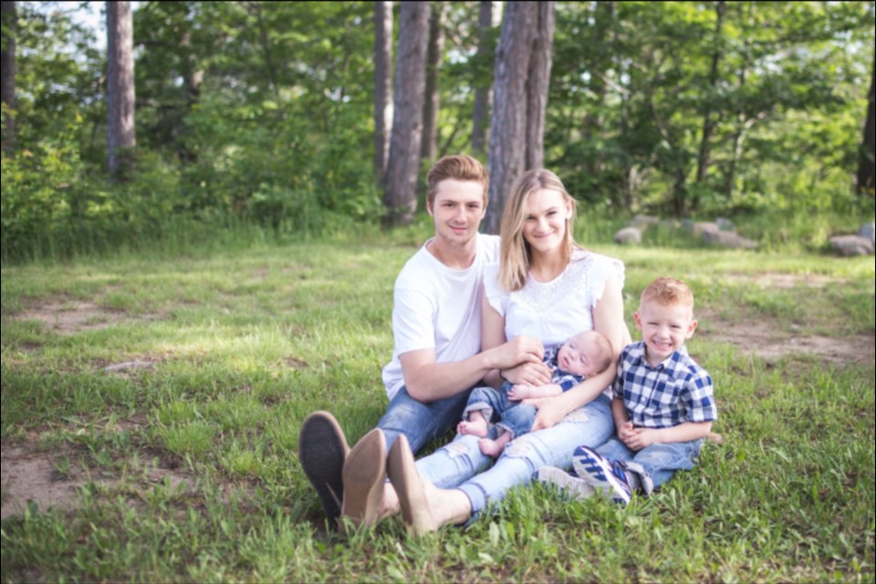 Samantha Palmer and partner, Brad Stubbington, are expecting twins just months after Palmer gave birth to her son, Grayson. The couple is seen here with their sons, Grayson and Malcolm. Photo supplied