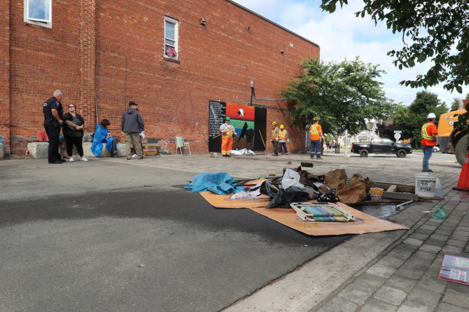 A pile of debris and refuse left over from the encampment that was removed by the City of Sault Ste. Marie Thursday. 