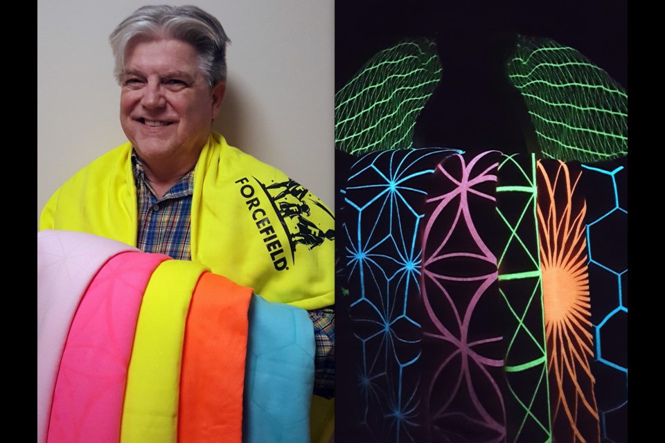 Terry Sachetti and his five Force Field Cloak designs with lights on and off. Sachetti, who is from Sault Ste. Marie, came up with the idea in the 1980s and now, in 2017, is finally getting the cloaks out to the public. Image supplied