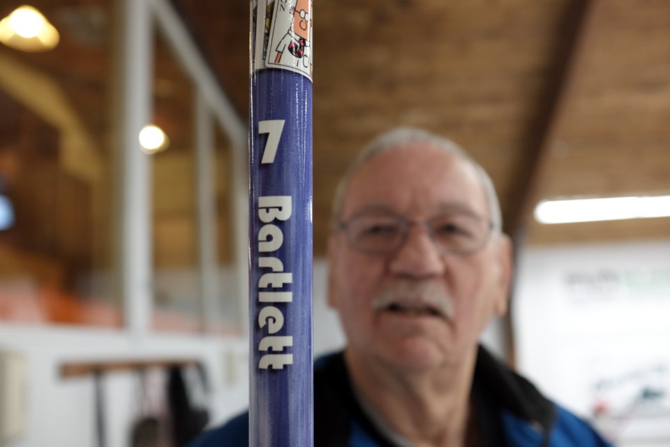 Local curler Bob Valande found world-class curler Don Bartlett's curling brush a few years ago. Photo by Jeff Klassen for SooToday