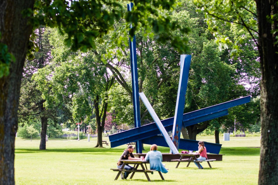 Algoma Blue, a monumental sculpture by Haydn Llewellyn Davies, stood on Toronto's waterfront for 20 years before being acquired by the Algoma Art Gallery in 2004