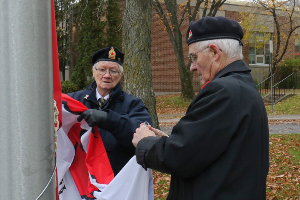 Members of the Royal Canadian Legion Branch 25 launched its annual poppy campaign at the Cenotaph Friday. James Hopkin/SooToday 