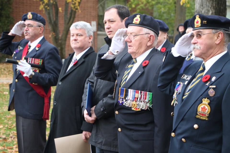 Elected officials joined Royal Canadian Legion Branch 25 members for the launch of the annual poppy campaign, October 28, 2016. Darren Taylor/SooToday