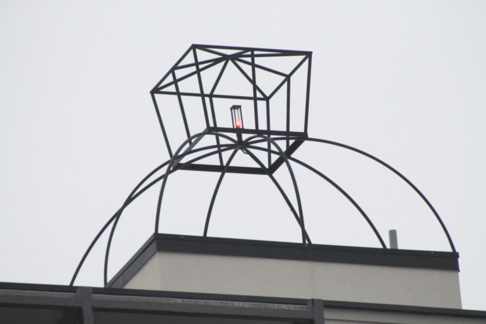 A metal replica of GFL Memorial Tower’s beacon - in honour of Sault and area veterans - was installed and lit on the roof of Royal Canadian Legion Branch 25’s new, soon-to-open apartment tower and branch office, Dec. 22, 2023.