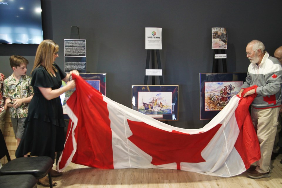 Sault artist Doug Bradford and daughter Cindy Hatt, a Sault native and artist now living in San Diego unveiled paintings they created for Royal Canadian Legion Branch 25's  new museum, July 19, 2024.