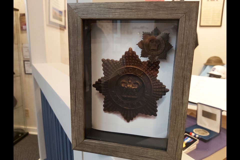 A bronze badge, the type worn by British Army officers sent to keep the peace in the Sault and across Canada in the pre-Confederation era during the 1850s, later serving as the Sault’s first police officers, discovered locally by Sault metal detectorist Rob Gioia and donated by Gioia to the Sault Ste. Marie Museum, Sept. 20, 2021. Darren Taylor/SooToday