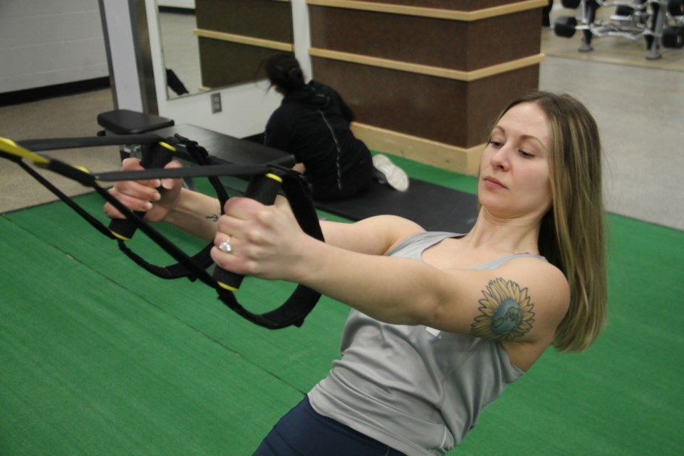 Cassie Guy, Sault Ste. Marie YMCA health, fitness and aquatics manager works out at the McNabb Street fitness facility’s gym, Jan. 5, 2024.