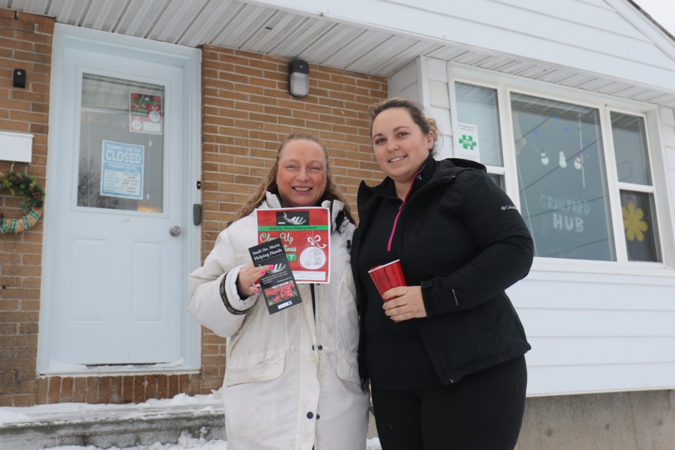 Wendy Gutcher, left, and Nikki Funk, right, at the headquarters of Sault Ste. Marie Helping Hands located at 112 Crawford Ave. James Hopkin/SooToday