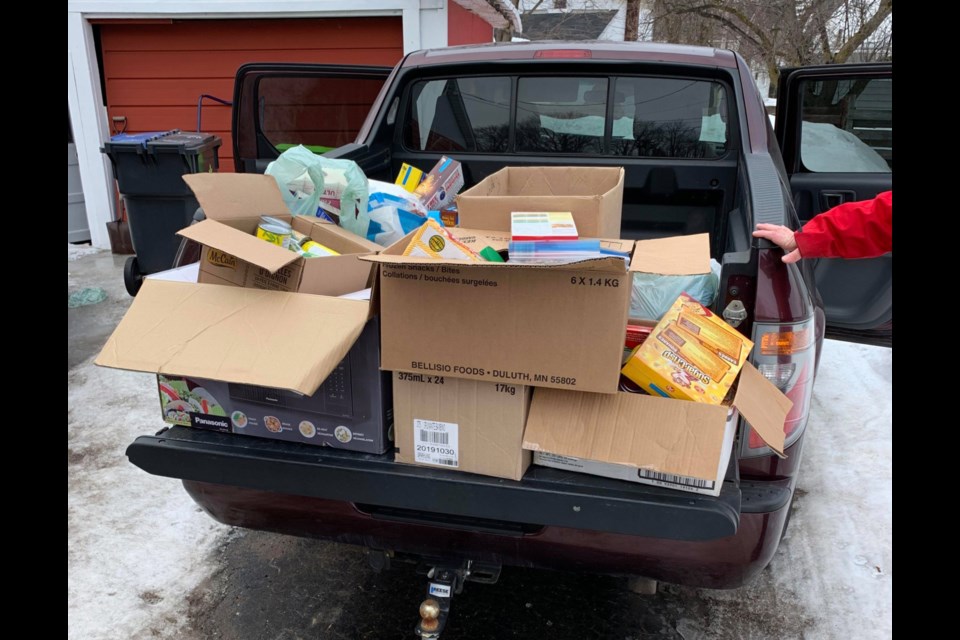 A truck loaded with supplies destined for Harvest Algoma. Photo supplied