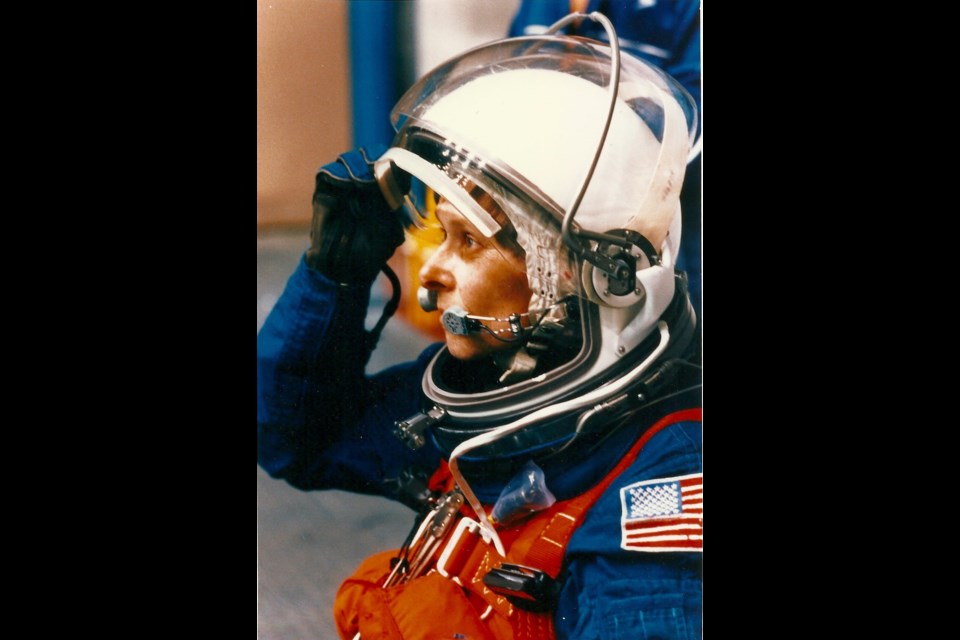 Dr. Roberta Bondar prepares for her flight into space. NASA handout photo