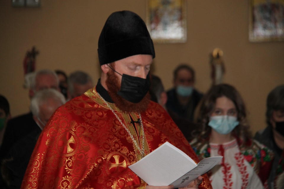 Michael Hayes, St. Mary’s Ukrainian Catholic Church pastor, led a special prayer service for Ukraine at the St. Georges Avenue East church, March 6, 2022