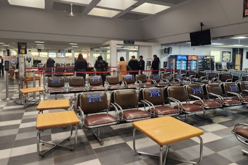 The scene this evening at the Sault Ste. Marie Airport, which is under a lockdown due to a weapons 911 call.