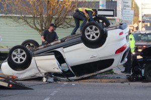 SUV rolls over in multi-vehicle crash at Bruce and Wellington