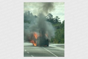 No one injured after vehicle bursts into flames on Hwy. 17