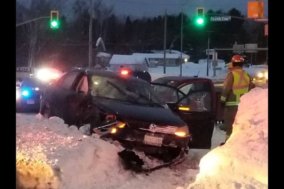 A collision at Fourth Line and Great Northern Road early Friday evening resulted in heavy damage to two vehicles. James Hopkin/SooToday