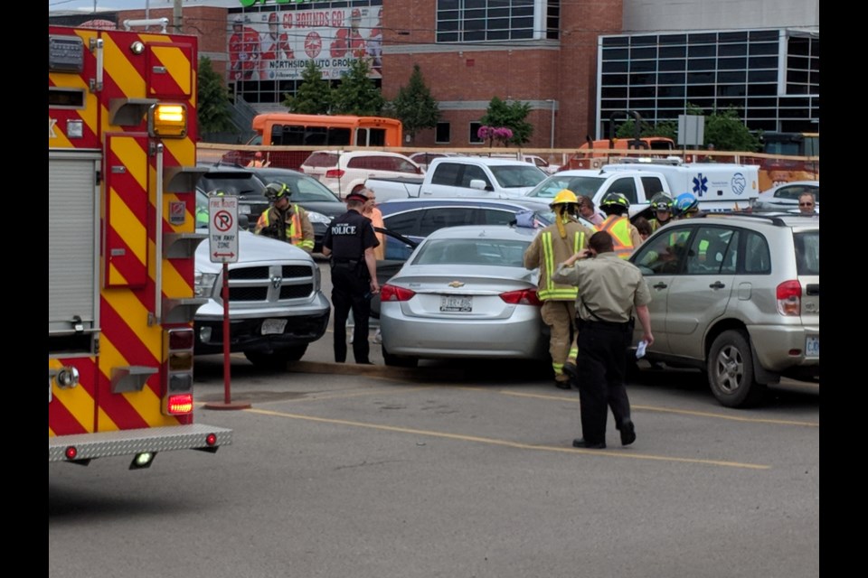 Several vehicles were involved in a crash in the parking lot of the Station Mall on Monday afternoon. Donna Hopper/SooToday