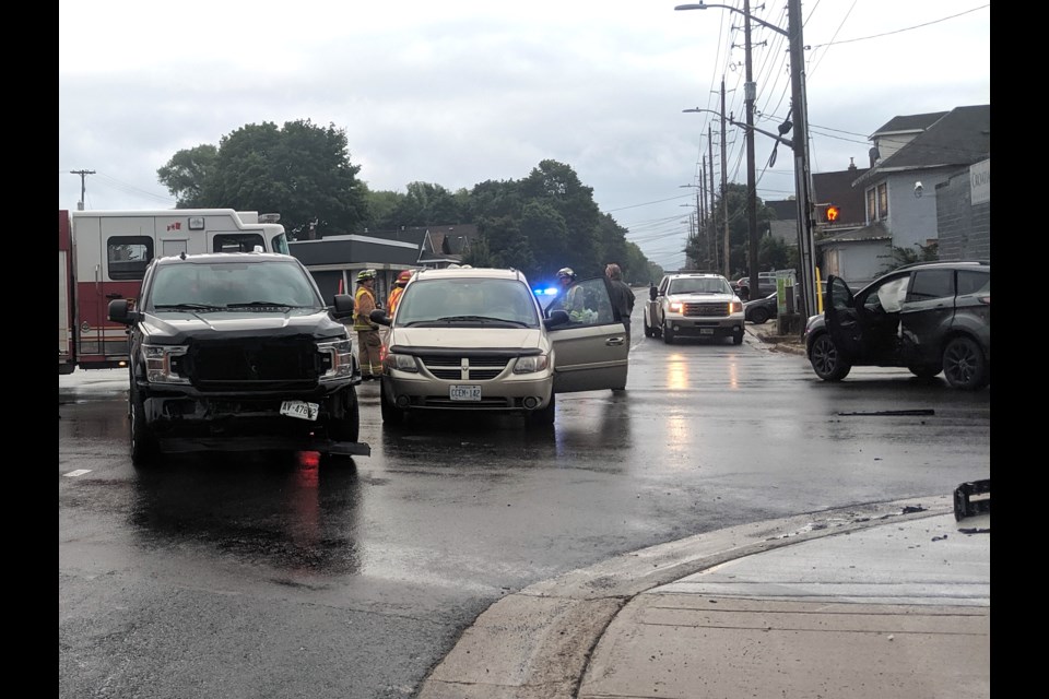 A three-vehicle crash snarled traffic at the intersection of Wellington and Bruce Streets early Tuesday evening. Carol Martin/SooToday