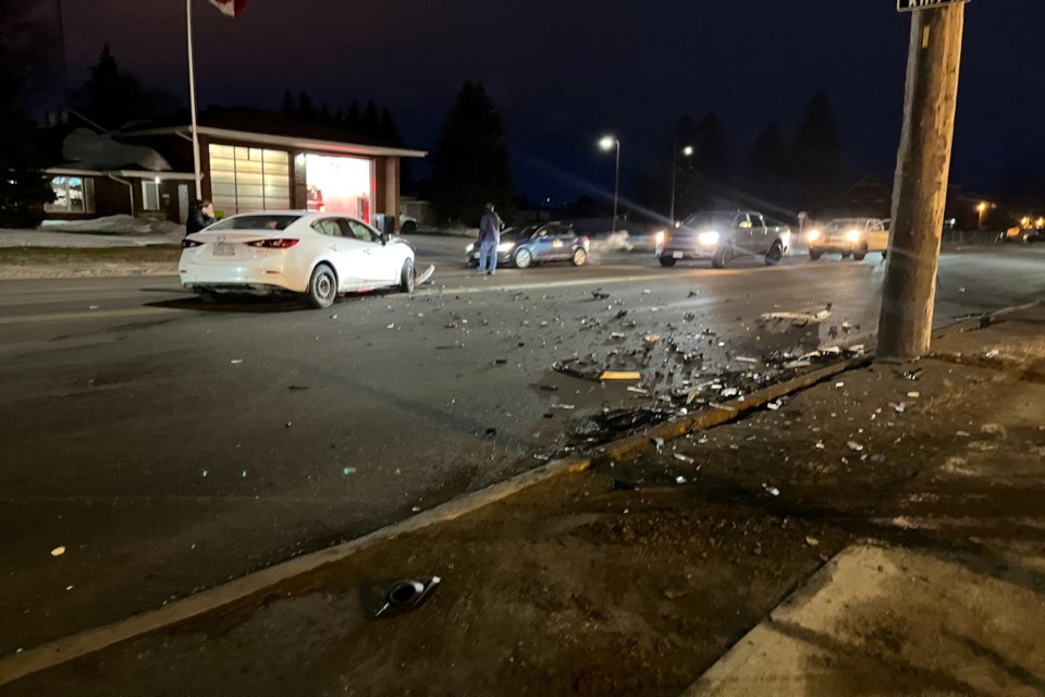 A crash on Second Line West slowed traffic on Friday night.