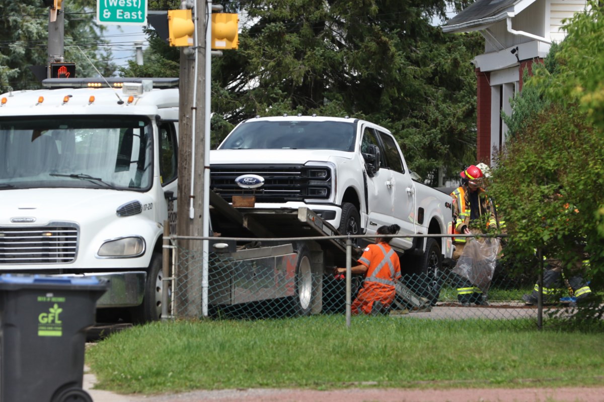 Truck flipped over following afternoon collision