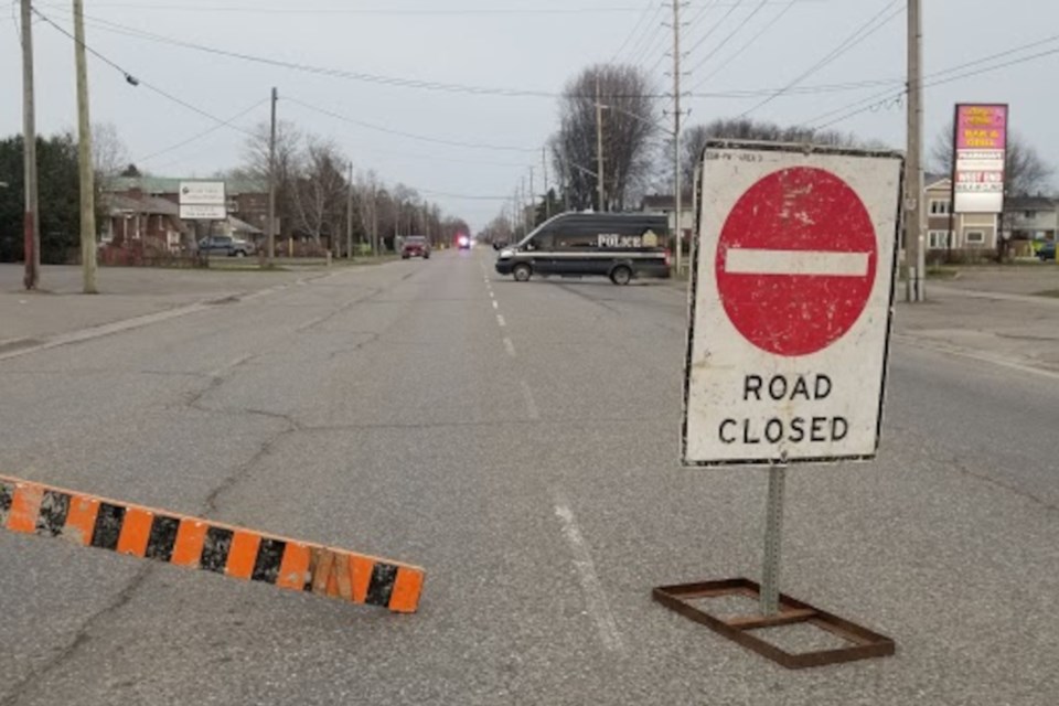 Police have blocked Second Line West from Goulais Ave. to Borden Ave.