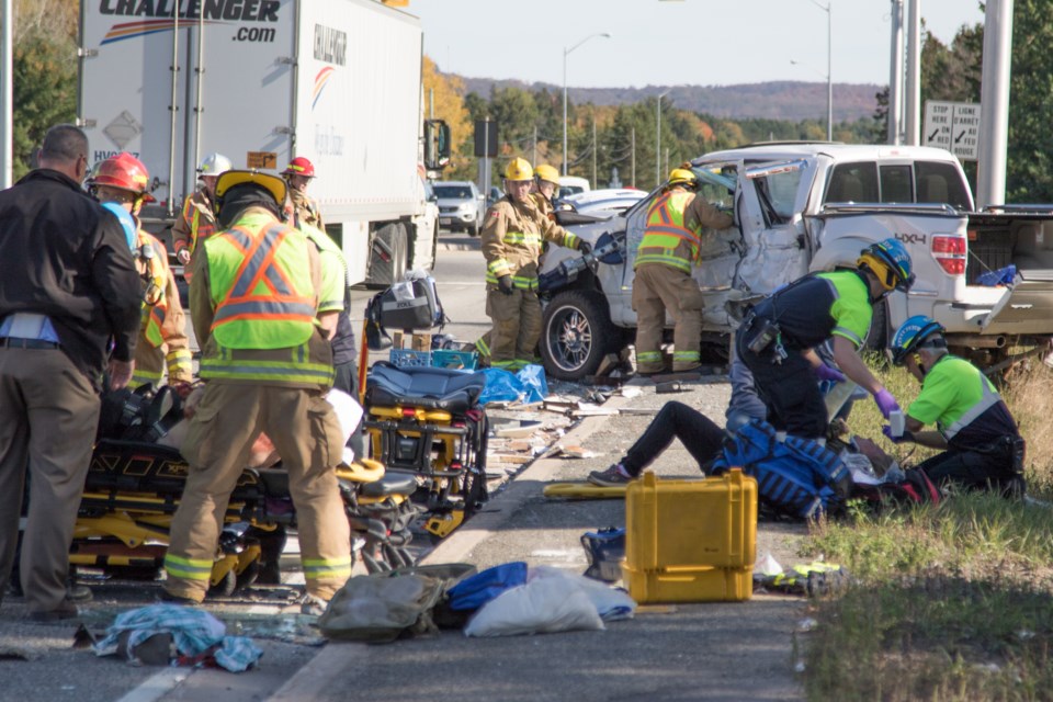 A multi-vehicle collision occurred at Trunk Road and Highway 17 at 11:50 a.m. on October 12. It is a 'significant motor vehicle collision' stated Sault Ste. Marie Police Service in a press release today. Jeff Klassen/SooToday