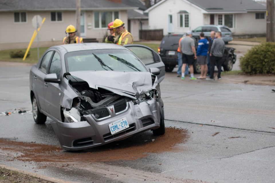 Two vehicles collided near the intersection of Tilley Road and Willow Avenue today. No injuries were reported. Jeff Klassen/SooToday
