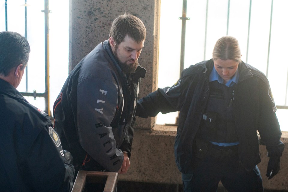 Glen Pelchat makes an appearance to take a plea at the Sault Ste. Marie Courthouse on Feb. 13, 2024.