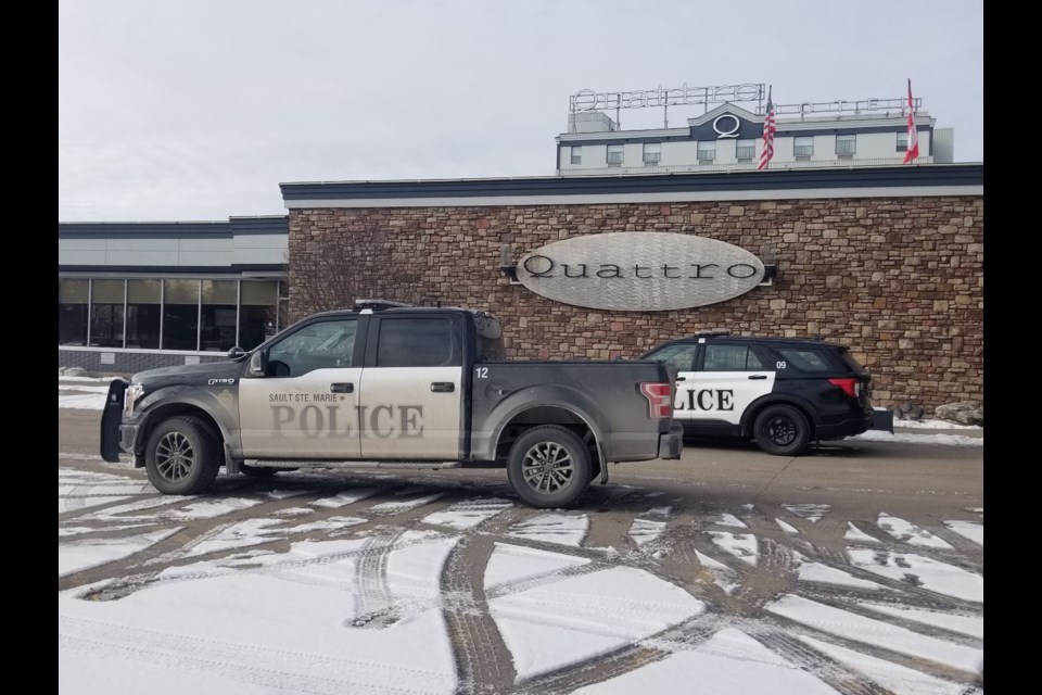 Sault Police responded to a weapons call at Quattro Hotel on Great Northern Road on Monday, Jan. 18, 2021.